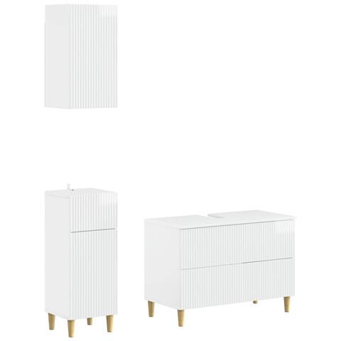 Set di armadietti da bagno in 3 pezzi ARNHEM Bianco Lucido - Foto 1