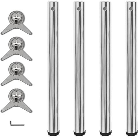Set 4 Gambe Cromate Per Tavolo Regolabili In Altezza 710 Mm - Foto 1