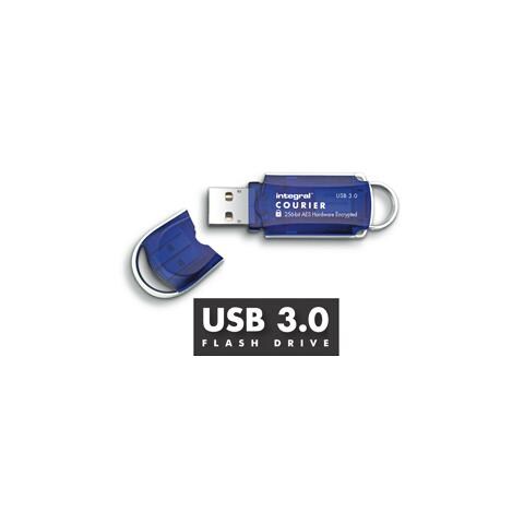32GB Courier FIPS 197, USB 3.0 (3.1 Gen 1) , Type-A, 256-bit AES, Windows 7 Home Basic, Windows 7 Home Basic x64, Windows 7 Home Premium, Windows 7 Home Premium x64, , Cuffia, Blu, Argento - Foto 1