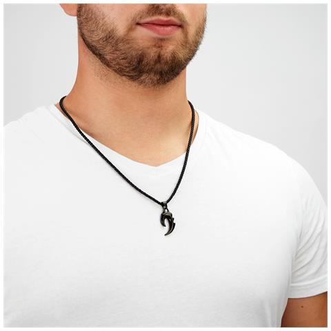 Collana da Uomo in Pelle, ""Flame"", 60cm, Nero - Foto 7