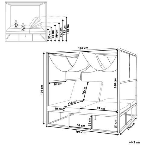 Letto Da Giardino A Baldacchino Bianco E Grigio Pallanza - Foto 2