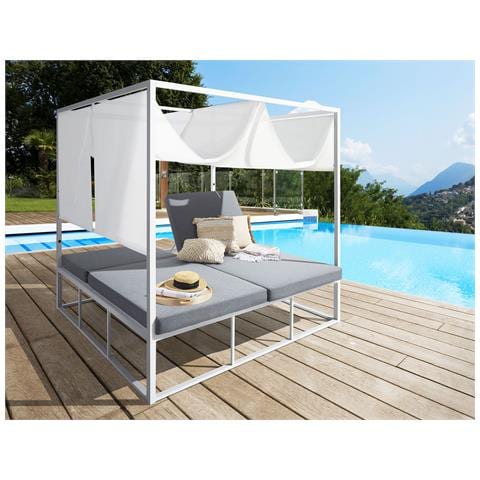 Letto Da Giardino A Baldacchino Bianco E Grigio Pallanza - Foto 1