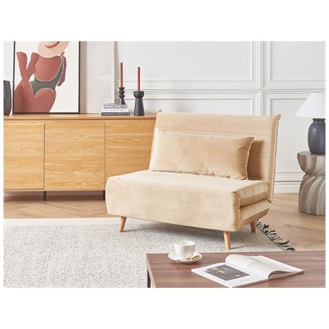 Divano Letto Singolo Setten Velluto Beige Sabbia - Foto 1