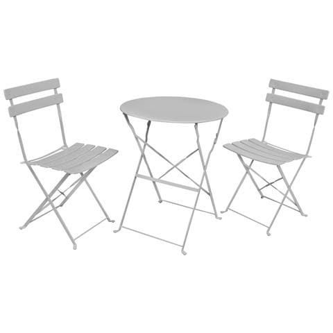 Set di Mobili da Balcone ORION Tavolo rotondo e 2 Sedie in Elegante Grigio - Foto 1