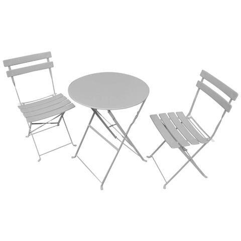 Set di Mobili da Balcone ORION Tavolo rotondo e 2 Sedie in Elegante Grigio - Foto 2