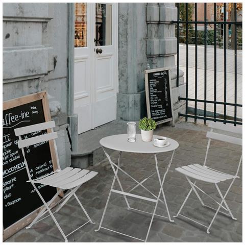 Set di Mobili da Balcone ORION Tavolo rotondo e 2 Sedie in Elegante Grigio - Foto 4