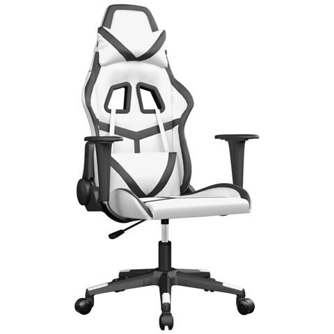 Sedia Da Gaming Massaggiante Bianco E Nero In Similpelle - Foto 2