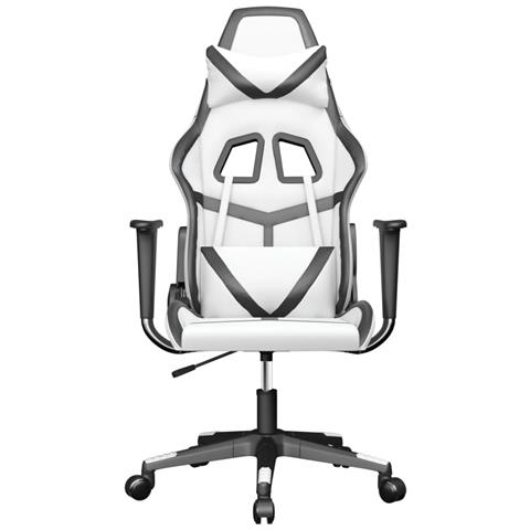 Sedia Da Gaming Massaggiante Bianco E Nero In Similpelle - Foto 3