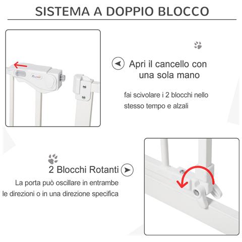 Cancellino Per Cani A 3 Estensioni Con Larghezza Regolabile 74-148cm E Chiusura Automatica, Bianco - Foto 2
