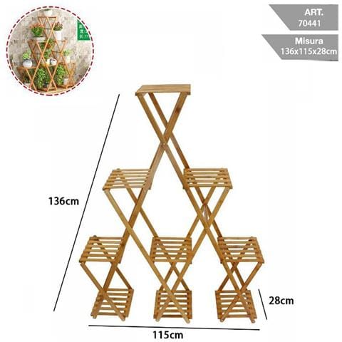 Scaffale Portafiori Porta Piante Bambù 6 Ripiani Portavasi Fiori Salotto 70441 - Foto 2