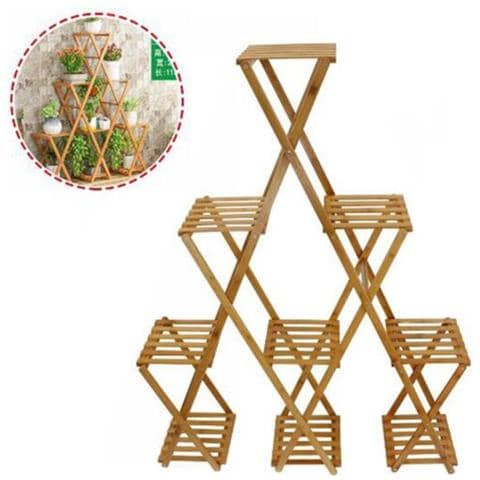 Scaffale Portafiori Porta Piante Bambù 6 Ripiani Portavasi Fiori Salotto 70441 - Foto 1