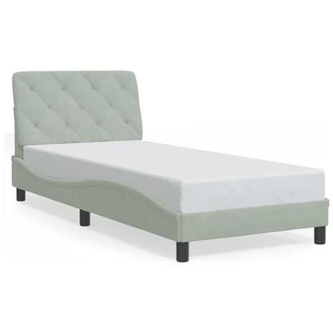 Giroletto Senza Materasso Grigio Chiaro 90x200 Cm Velluto - Foto 2