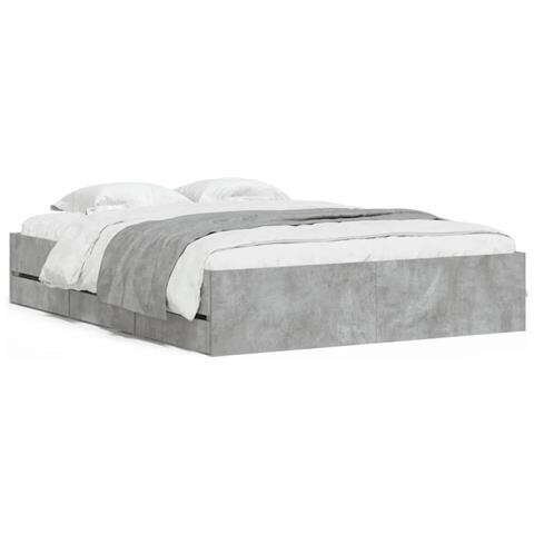 Giroletto Cassetti Grigio Cemento 140x200 Cm Legno Multistrato - Foto 2
