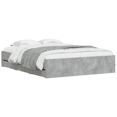 Giroletto Cassetti Grigio Cemento 140x200 Cm Legno Multistrato - Foto 3