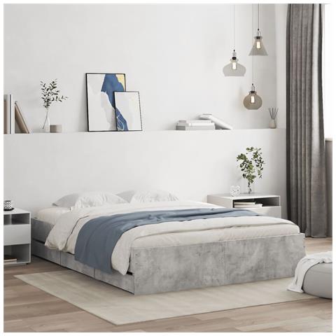 Giroletto Cassetti Grigio Cemento 140x200 Cm Legno Multistrato - Foto 1