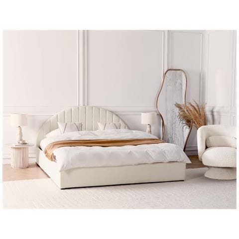 Letto Matrimoniale Contenitore Bouclé Bianco Sporco 180 X 200 Cm Chadenet - Foto 1