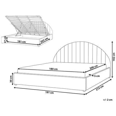 Letto Matrimoniale Contenitore Bouclé Bianco Sporco 180 X 200 Cm Chadenet - Foto 8