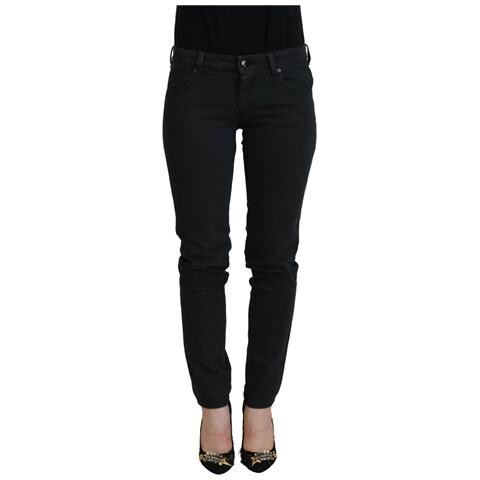 Jeans Denim Da Donna Slim Fit In Cotone Nero - W26 - Foto 1