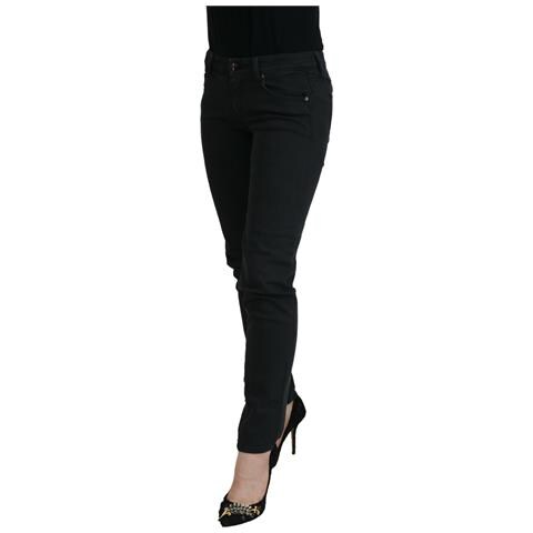 Jeans Denim Da Donna Slim Fit In Cotone Nero - W26 - Foto 2