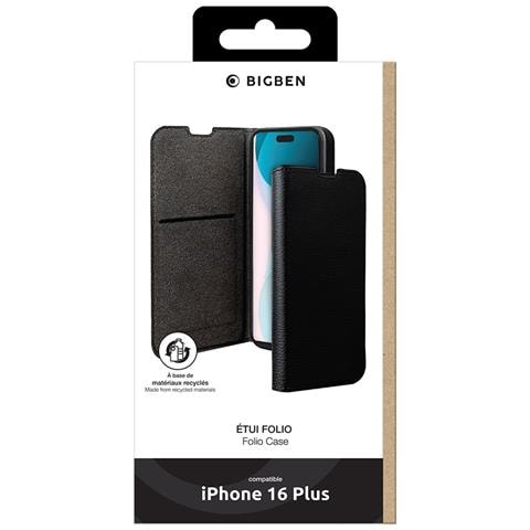 Custodia Per Iphone 16 Plus Folio Wallet Con Funzione Stand, Nero - Foto 2