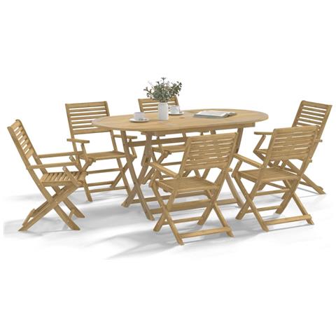 Sedie Giardino Pieghevoli 8pz 54,5x61,5x86,5 cm Massello Acacia - Foto 7