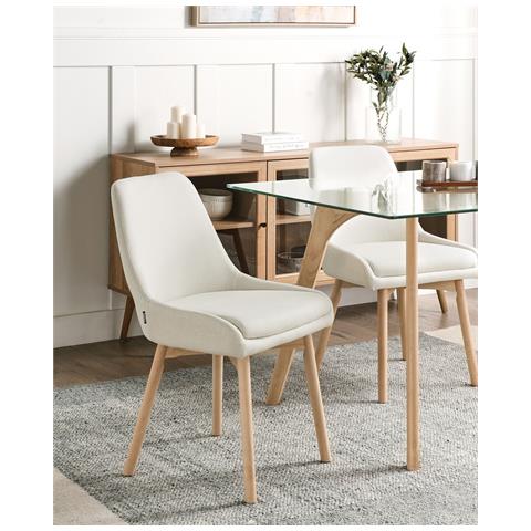 Set Di 2 Sedie Da Pranzo Melfort Tessuto Bianco Sporco - Foto 1