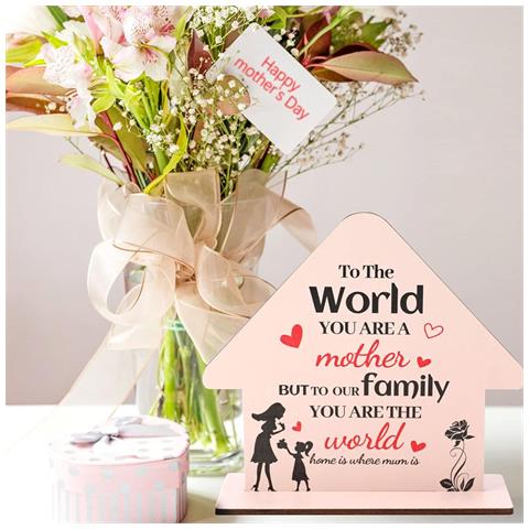 Elegante Tavoletta In Legno Per Mamma A Forma Di Casa - Decorazione Unica E Affettuosa 21x19 Cm - Foto 5