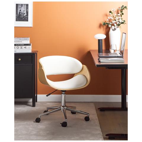 Sedia Da Scrivania Palatka Pelle Sintetica Bianco - Foto 1