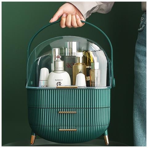 Cassetto Organizer Per Trucchi E Cosmetici. Resistente Alla Polvere E All'acqua. Realizzato In Polistirene Ad Alta Resistenza E Ad Alto Impatto. 26x17x33,5 Cm. Colore Verde - Foto 5