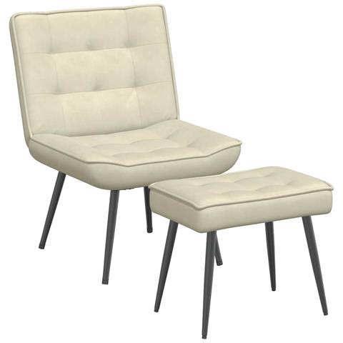 Poltrona Relax Con Poggiapiedi Crema In Velluto - Foto 2