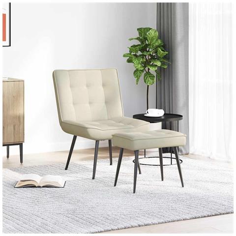 Poltrona Relax Con Poggiapiedi Crema In Velluto - Foto 3