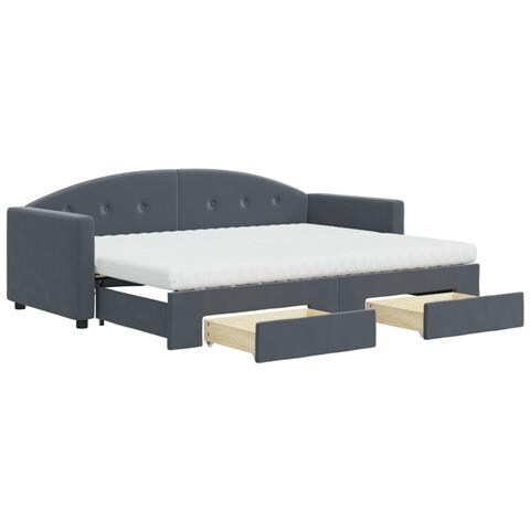 Divano Letto Estraibile Cassetti Grigio Scuro 80x200cm Velluto - Foto 2