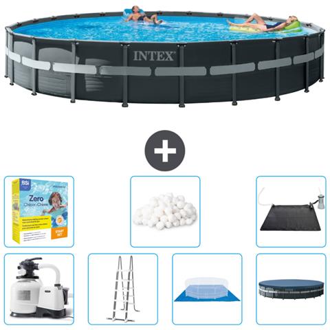 Piscina Fuori Terra - In Giro - 732x732x132 Cm - Grigio - Include Accessori Coordinati Cb50 - Foto 1