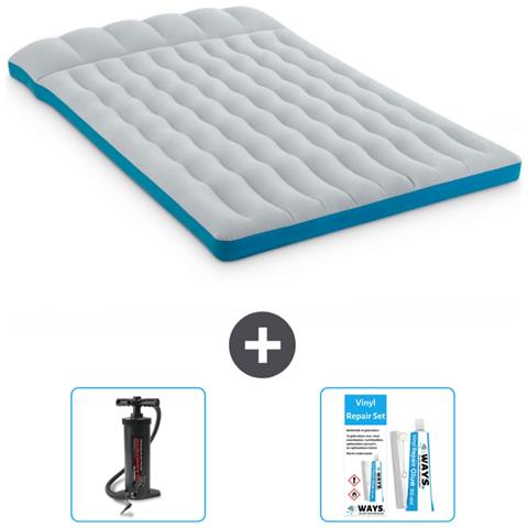 Set Materassino Gonfiabile - 193x127x24 Cm - Blu - Include Accessori Coordinati Cb13 - Foto 1