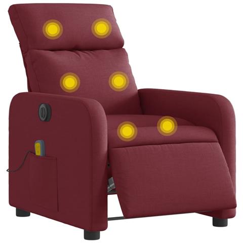 Lusso Casadino -  Poltrona Massaggiante Reclinabile Elettrica Rosso Vino Tessuto - Foto 2