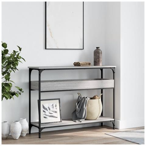 Tavolo Consolle Ripiano Grigio Sonoma 100x29x75cm Multistrato - Foto 2