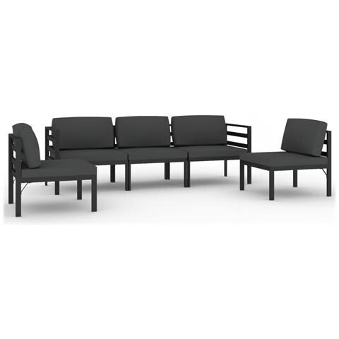 Lusso Casadino - Set Divani Da Giardino 5 Pz Con Cuscini In Alluminio Antracite - Foto 1