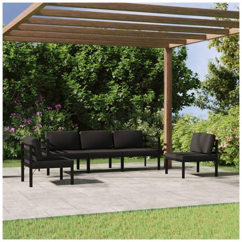 Lusso Casadino - Set Divani Da Giardino 5 Pz Con Cuscini In Alluminio Antracite - Foto 8