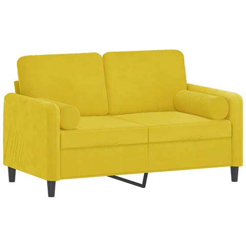Divano A 2 Posti Con Cuscini Giallo 120 Cm In Velluto - Foto 2