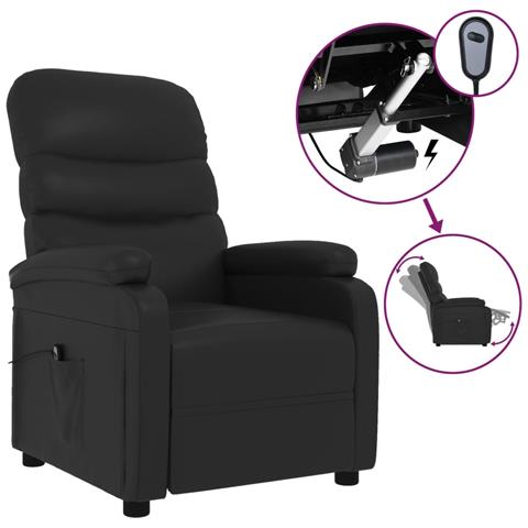 Poltrona Reclinabile Elettrica Nera In Similpelle - Foto 1