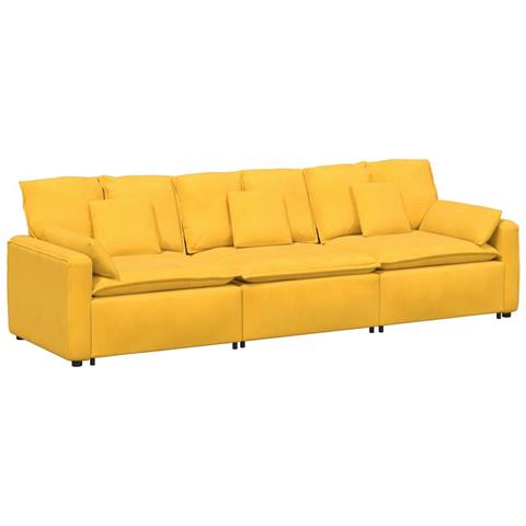 Divano Modulare con Cuscini Giallo Chiaro - Foto 1