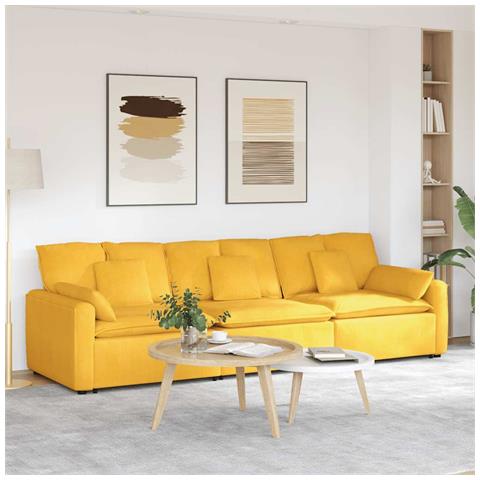 Divano Modulare con Cuscini Giallo Chiaro - Foto 2