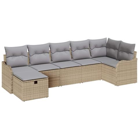 Set Divano Giardino con Cuscini Beige Rattan Sintetico, Divano Giardino 2 Persone con Cuscini Beige Rattan Sintetico - Foto 1