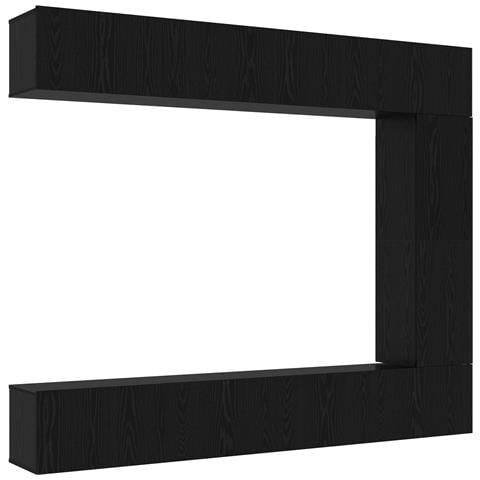 Set di mobili TV da 5 pezzi a parete in rovere nero in legno ingegnerizzato - Foto 1