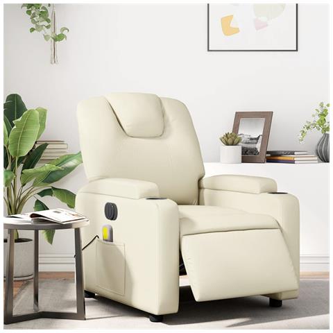 Poltrona Massaggiante Elettrica Reclinabile Crema Similpelle - Foto 2