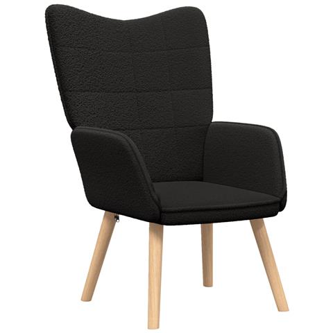 Sedia Rilassante Nero in Tessuto Simile a Lana Ricci - Foto 1