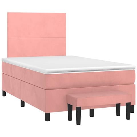 Giroletto a Molle con Materasso Rosa 120x190 cm in Velluto - Foto 1
