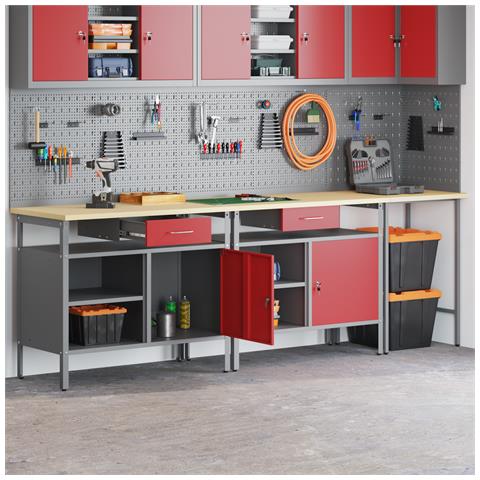 Set di banchi da lavoro 3 pezzi in acciaio nero - Foto 2