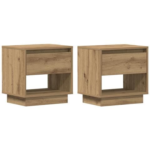 Comodino 2 pz Rovere Artigianale 45x34x47 cm Legno Ingegnerizzato - Foto 1
