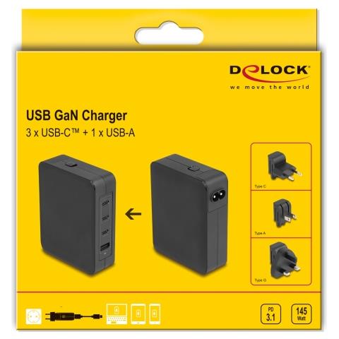 41473 Caricabatterie per dispositivi mobili Computer portatile, Smartphone, Tablet Nero AC Ricarica rapida Interno - Foto 2